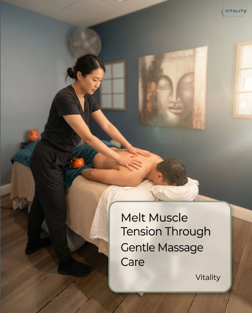 Vitality Health Services post: melt muscle tension through gentle massage care